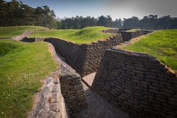 Preserved trenches at the World War One  battlefield of Vimy Ridge, France