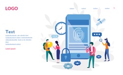 Finger Authentication, Fingerprint screening security system, 
fraud detection, Biometric access control, Vector illustration for web banner, infographics, mobile website. Landing page template. 