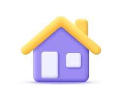 3d home icon. Render house for real estate, mortgage, loan concept and homepage. 3d home vector cartoon minimal illustration