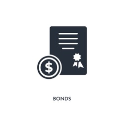 bonds icon. simple element illustration. isolated trendy filled bonds icon on white background. can be used for web, mobile, ui.