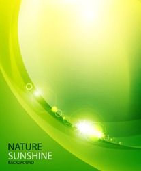 Shiny wave abstract background. Green color