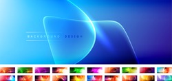 Collection of vector abstract backgrounds - liquid bubble shapes on fluid gradients with shadows and light effects. Shiny design template
