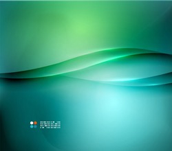 Green and blue blurred design template, abstract background with lights and lines