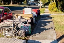 Household miscellaneous rubbish items put on the street for council bulk waste collection.