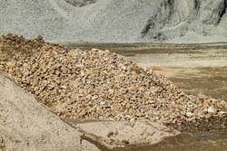 Pile of small rock aggregate in construction yard