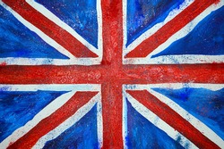 Great Britain flag painted with oil paints close up