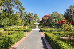 Victorian ornamental park with cupid fountain in Queen's Garden in Nelson, South Island, New Zealand