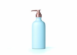 Dispenser bottle. Ads cosmetic template mockup realistic bottle with airless pump, container for liquid gel, soap, lotion, cream, shampoo, bath foam on a white background. 3d rendering.
