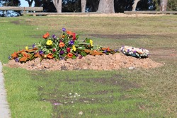 Fresh burial plot in a grave yard