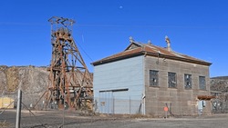 Old mining machinary and shed on an abandond mine site
