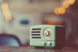Vintage radio with vintage background ,copy space 
