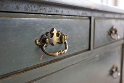 Vintage distressed dresser drawers with brass handle