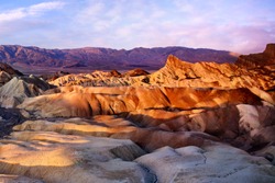 The Colorful Ridges Of Zabriskie Point At Sunrise, Death Valley National Park, California, USA