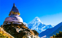 Ama Dablam mountain temple in Nepal