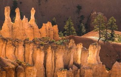 Sandstone mountain in the late evening. Mountain sandstones. Red rock canyon sandstones. Sandstone cliffs in canyon