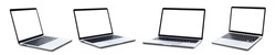 Collection of laptop space gray with blank screen, isolated on white background included clipping path. 