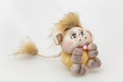 photographs of handmade soft toys of different styles, little house, bab ayaga, goblin. All toys are handmade.