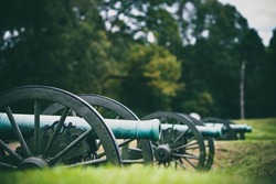 Close up of civil war cannons