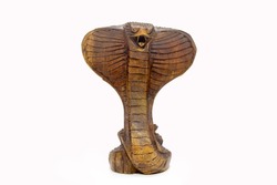 Antiques, art, collectibles. Swap meet. Souvenir figurine of a cobra snake carved out of sandalwood.