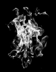 white flame smoke on black background