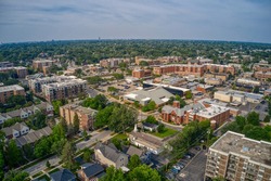 Aerial View of Chicago Suburb Downers Grove, Illinois in Summer
