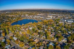 Aerial View of the Denver Suburb of Thornton, Colorado during Autumn