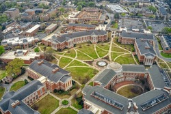 Aerial View of a large public University in Tuscaloosa, Alabama