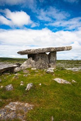 Poulnabrone dolmen in the Burren area of County Clare, Republic of Ireland.