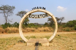 Equator crossing sign monument in Uganda