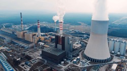 Aerial View Of Large Chimneys From The Kozienice Coal Power Plant In Poland - Swierze Gorne.