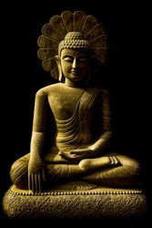 Buddha statue sitting meditation.
Carved from sandstone
