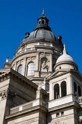 St Stephen's Basilica, Budapest. Looking up in sunshine. detail.