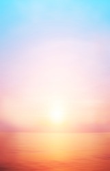 Sunrise cloud sky sea background on horizon tropical sandy beach relaxing outdoors vacation.