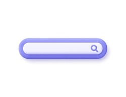 Search bar design element. Navigation and search concept. 3d vector icon. Cartoon minimal style.
