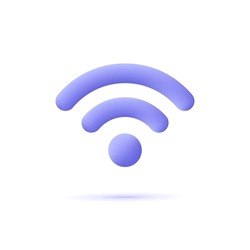 Wifi signal, connection and network symbol. 3d vector icon. Cartoon minimal style.