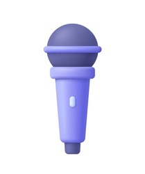 Microphone for radio or music entertainment. Audio equipment for broadcasts and interviews. Singing or podcast concept.3d vector icon. Cartoon minimal style.