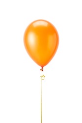 Single orange balloon isolated on white