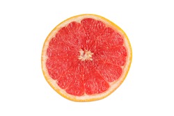 Sliced grapefruit isolated on white background. Fruit section
