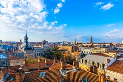 View over the rooftops of Toulouse, from the city center, in Haute Garonne, Occitanie, France