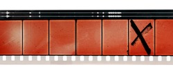 old and empty 16mm film movie strip on white background