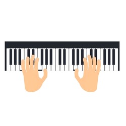 Playing the piano. Pressing piano keys, vector illustration