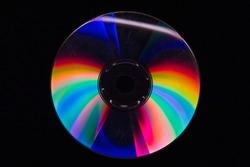 Long exposure of light hitting a scratched CD with an angle in the dark, thus showcasing the phenomenon of interference in thin layers for different wavelenghts
