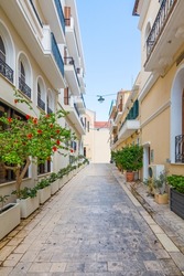 Narrow street in an old village on Zakynthos (one of the Ionian Islands of Greece)