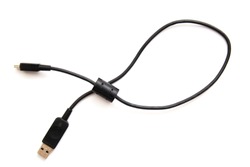 black USB cable isolated on white