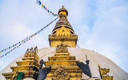 East face of  Swayambhunath Stupa at kathmandu, Nepal.