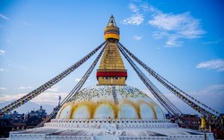 beautiful morning view of  Baudhanath stupa during covid pandemica at  Kathmandu.