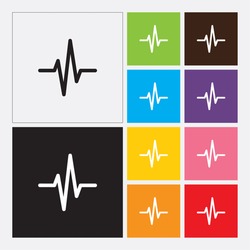 Heart beat cardiogram icon in flat design style. Vector illustration eps 10.