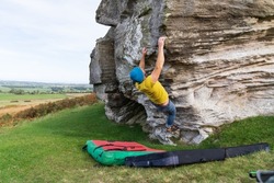 Bouldering outdoors in Northumberland, UK