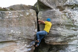 Bouldering outdoors in Northumberland, UK