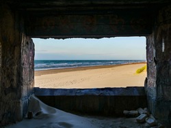 View from within a WW2 bunker at a French beach
